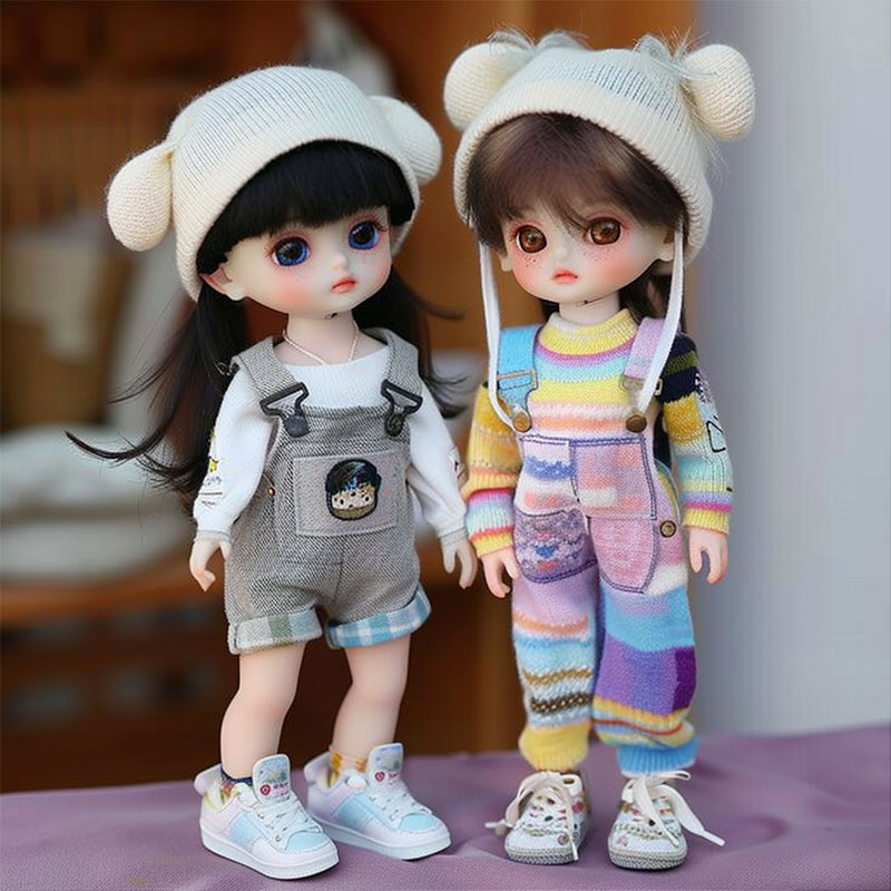 定制棉花娃娃有骨架公仔換穿衣服姐妹一對(duì)過家家穿背帶褲玩偶